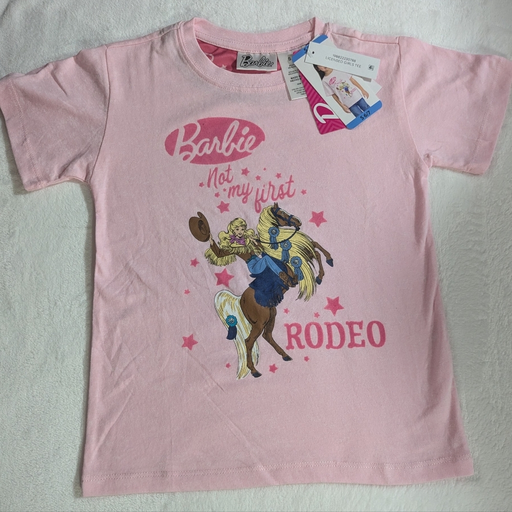 Barbie Pink Kids Girls Rodeo T-Shirt - Picture 12 of 16